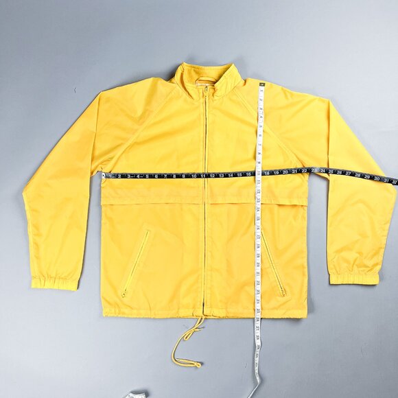 Vintage Nylon Jacket | 80's Yellow Full Zip Windbreaker Coat | Lightweight Rain - Picture 5 of 5